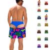 Men's Funny Print Elastic Waist Beach Swim Trunks