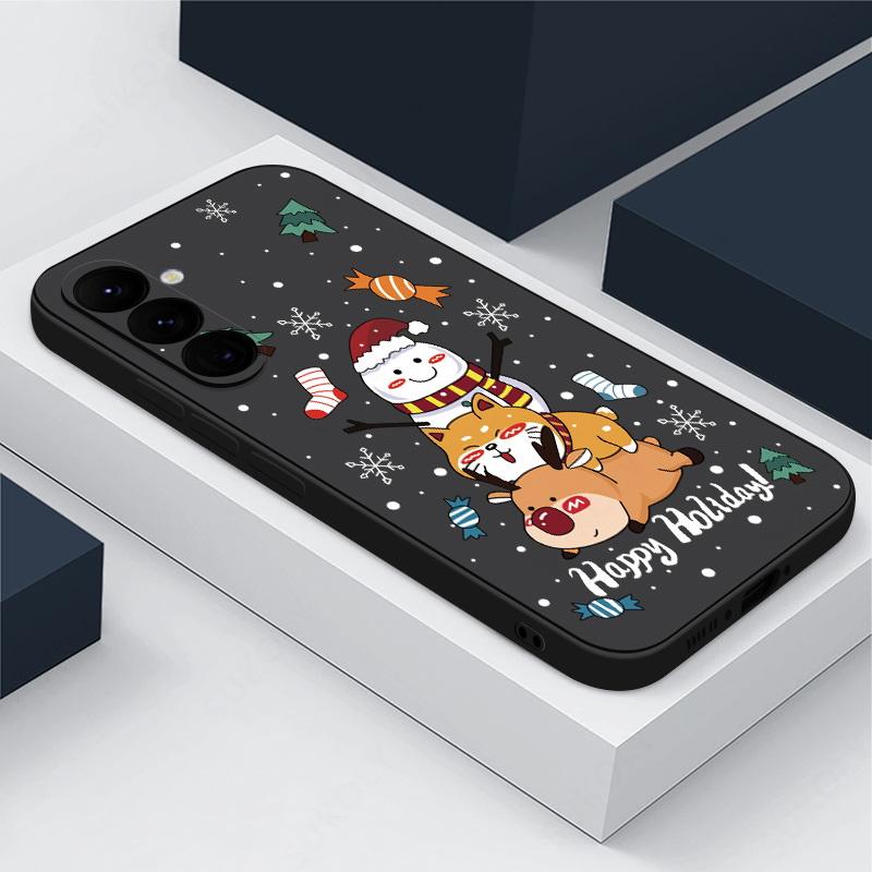 

Мягкий рождественский чехол для телефона Samsung S24 S23 S22 S21 Plus Note 20 Ultra A54 A34 A13 A71 S10 Силиконовый противоударный чехол из ТПУ с Санта-Клаусом с веревкой Samsung A14 5G чёрный