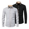 Fall Spring Men Shirt Formal Business Style Slim Fit Single-breasted Lapel Long Sleeve Buttons Soft Breathable Mid Length Men Office Top