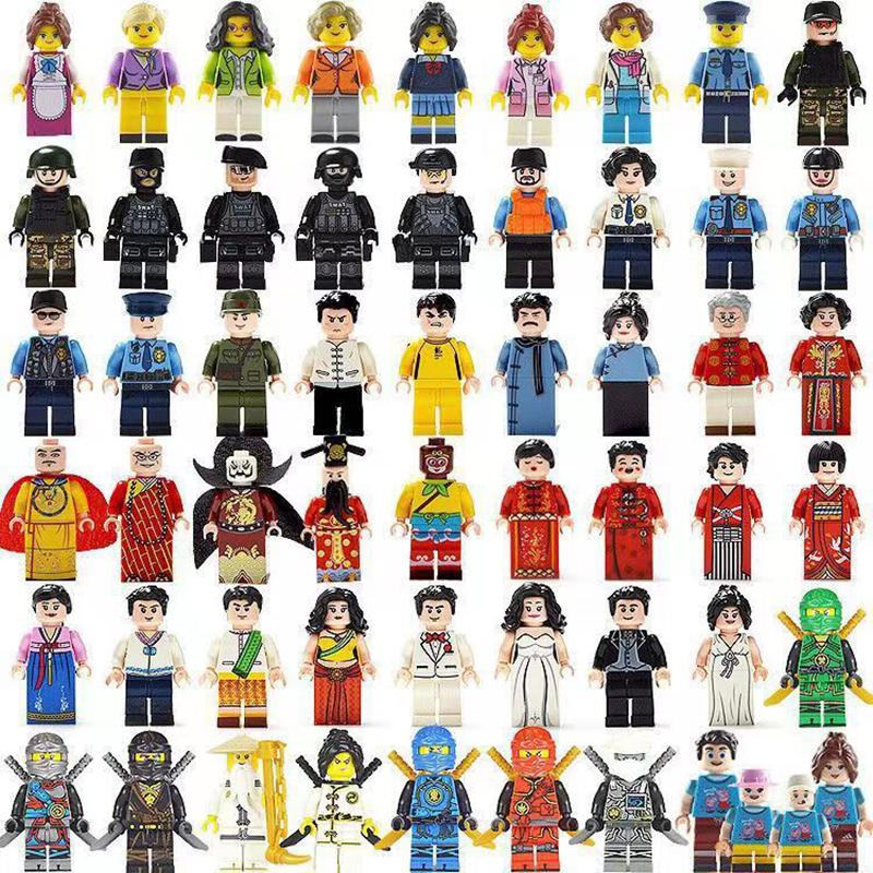 Small Particle Little People Building Block Toy Figures Characters Worker Police Soldier Superheros Building Block Bricks Toy