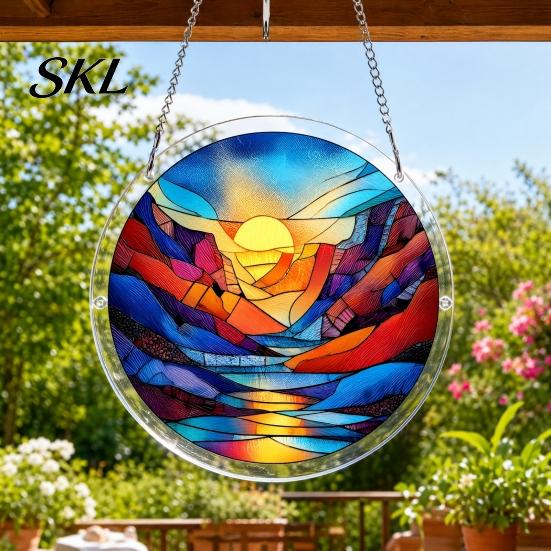 Home Decor Puzzle Gift Acrylic Suncatcher, Colorful Window Hanging, 7.48 Inch Sun Catcher Stained Glass Decoration Ornament, Ideal for Gifting