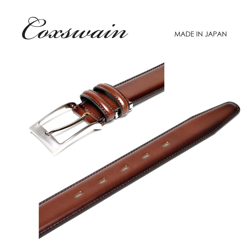 [COXSWAIN] Men's Belt, Genuine Leather, Premium Antique Brown, 33mm Width, Adjustable Length, Made In Japan, CW20201-36