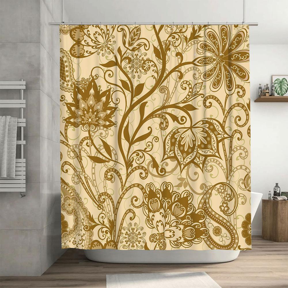 Modern Geometric Hexagon Flower Pink Bathroom Shower Curtain For Home Decor High-Quality Waterproof Fabric With Hooks