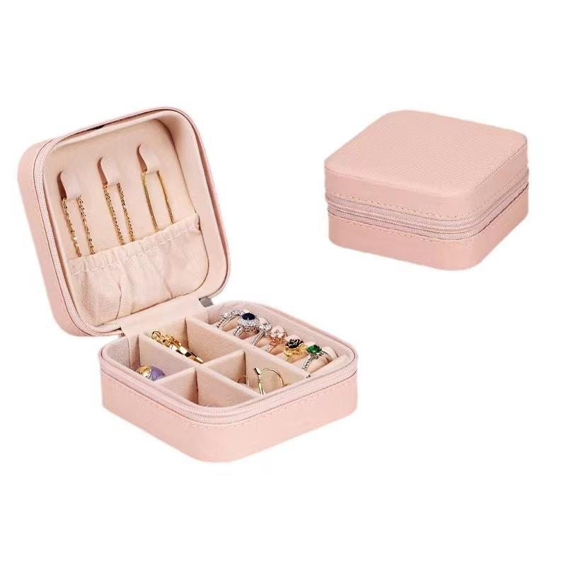 Portable Mini Jewelry Storage Box Travel Organizer Jewelry Case Leather Storage Earrings Necklace Ring Jewelry Organizer Display