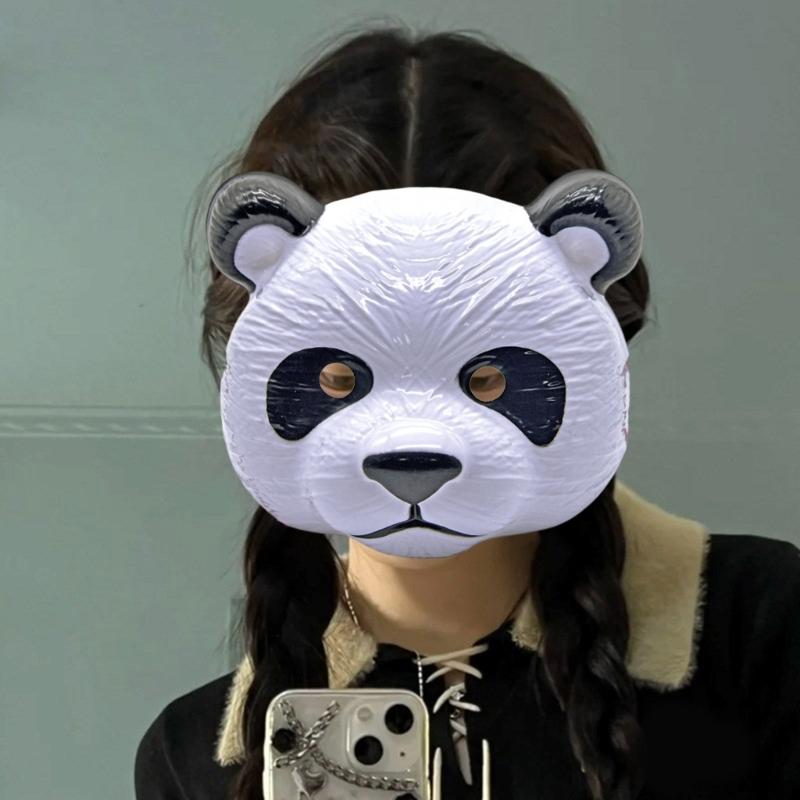 Festival Panda Full Face Mask For Halloween Christmas Parties Costume Accessory Kids Adults Safe Comfortable PVC Plastic