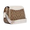 Coach Lucy 22 Double Buckle Flap Cycling Cambridge Canvas And Pebble Leather Messenger Bag Women bags White Khaki C6781-IMDJ8