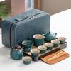 Black Pottery Kung Fu Tea Set Side Pot Household Outdoor Travel Gift Set Portable Simple Japanese Set