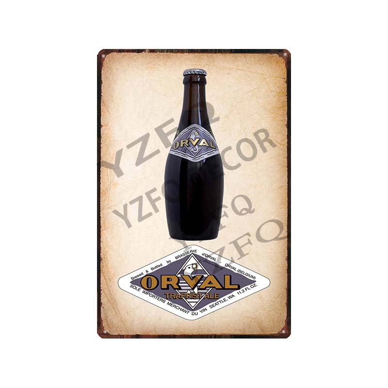 30X20CM Hoegaarden Orval Chouffe Beer Tin Sign - Vintage Metal Plate, Perfect for Bar/Pub/Kitchen/Home/Coffee Wall Decor Poster