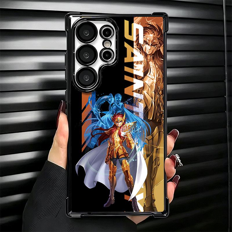 Anime S-Saint S-Seiya Plating Phone Case For Samsung Galaxy S24 S25 FE S26 Edge S23 Ultra S22 S21 Plus S20 Anti-Fall Airabag Cov