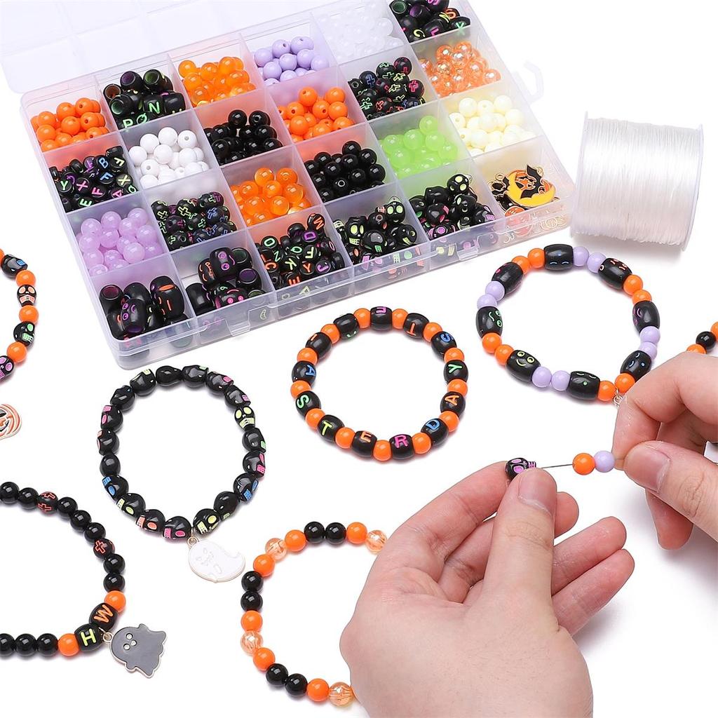 1set/box Acrylic Halloween Alloy Accessory Set DIY Necklace Bracelet Earrings Jewelry Making