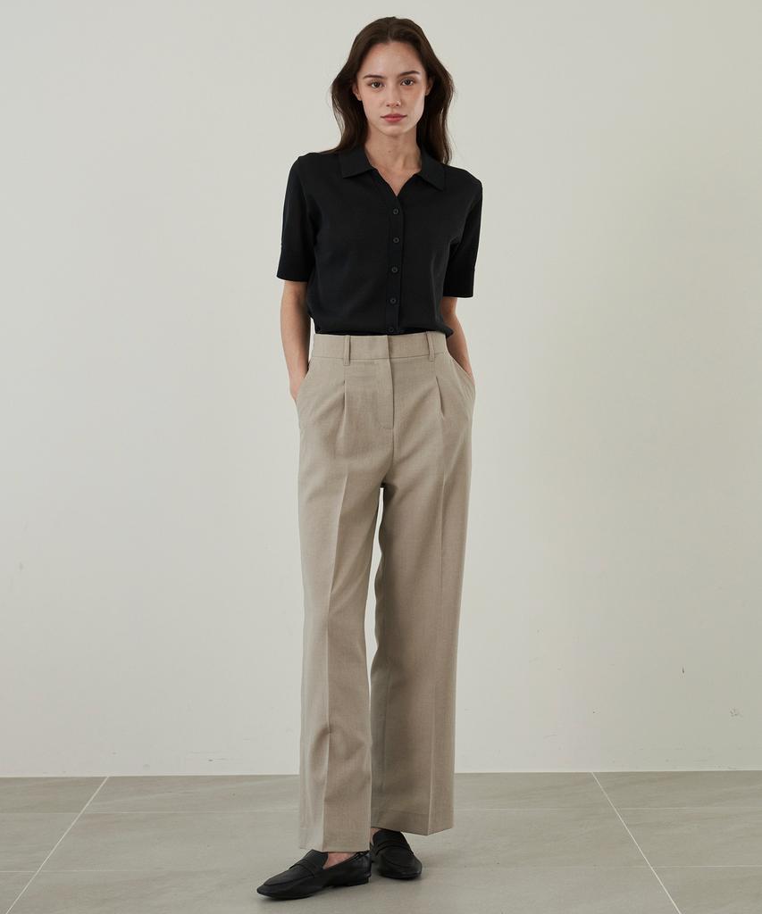 210EDIT Women'S Cool Silky Nen Pintuck Wide Slacks _Ze2Pt520_Sbe