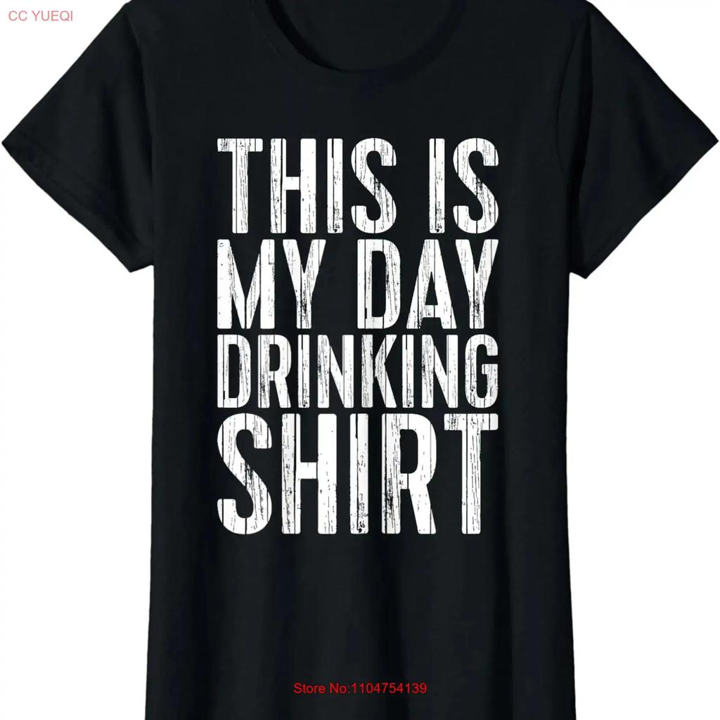 This Is My Day Drinking T Shirt Cool Calligraphy Ladies Crewneck vintage Washed fashion Comfortable Soft streetwear Stretched