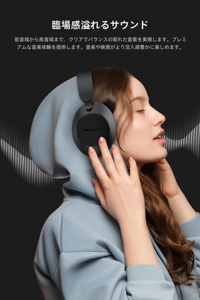 Nakamichi Elite Five ANC Bluetooth ANC Noise 50 Hours of Continuous Wired and Wireless Low Latency Mode Over-Ear Headphones, 5.3 Cancelling, Built-in