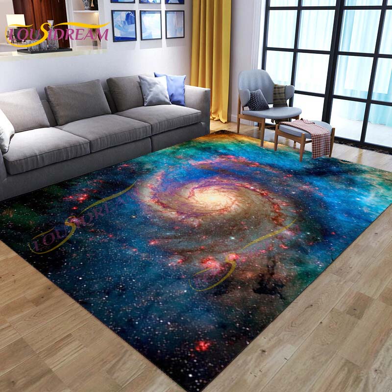 3D Colored Space Mat Galaxy Rug Starry Sky Carpet for Living Room Bedroomt Sofa Planet Rug Nursery Play Rug Floor Mat Home Decor