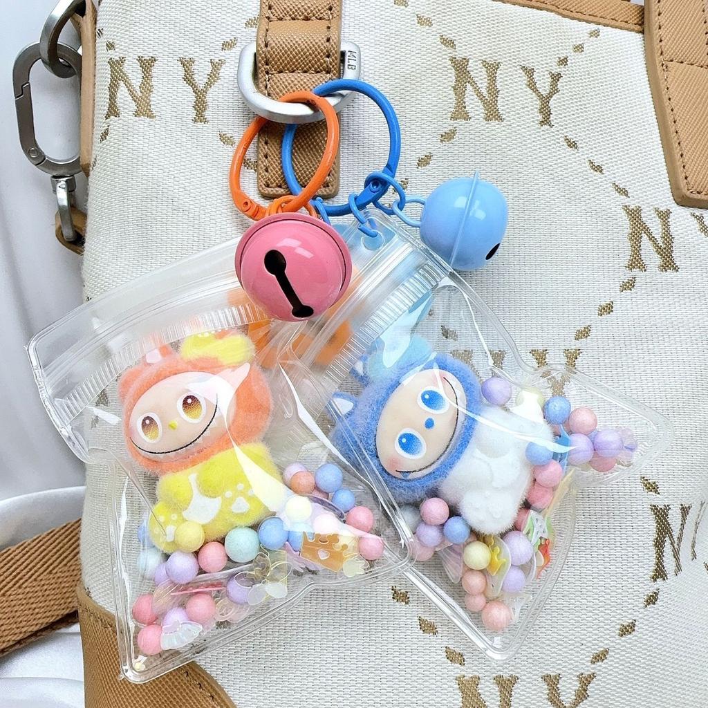 Transparent Dust Bag Bow Labubu Baby Bag Pendant Keychain Baby Walking Bag Decoration Cute Trendy Play