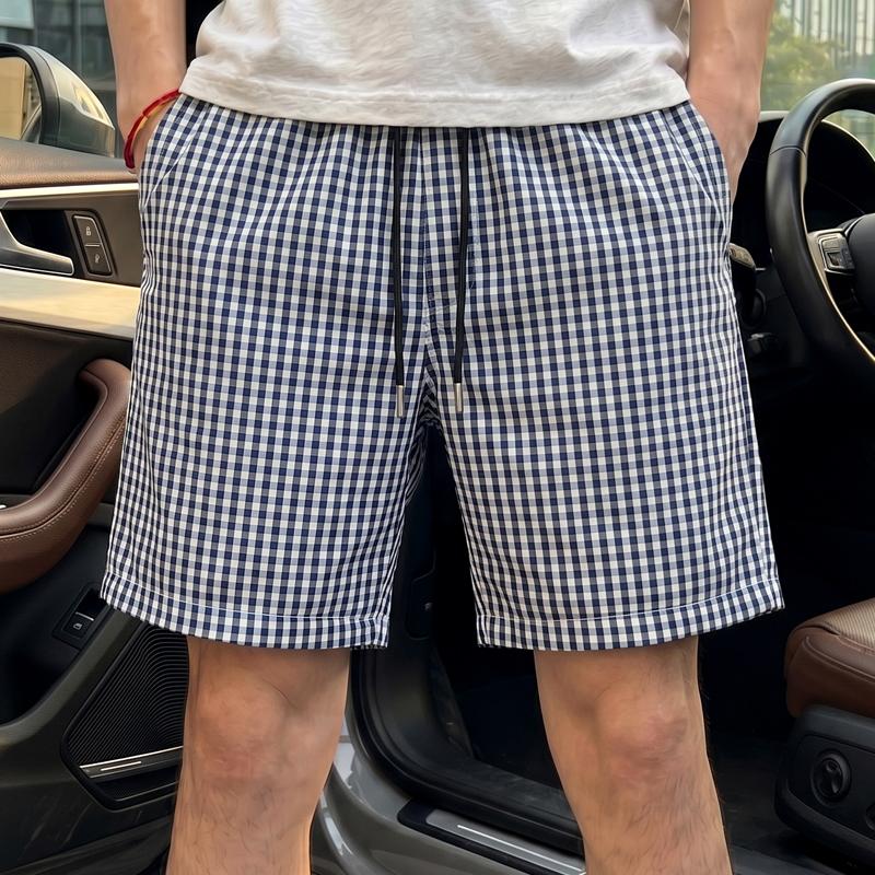 Pantaloncini Casual da Uomo a Quadri, Vita Elastica con Coulisse, Leggeri da Spiaggia Estivi (M-5XL)