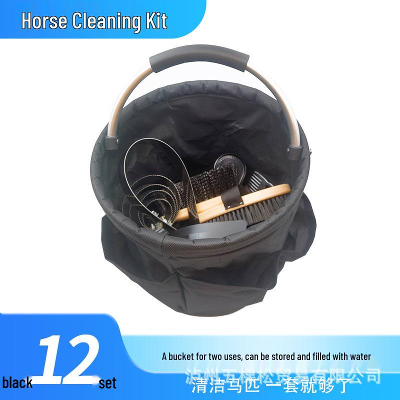 Kit di pulizia per finimenti da cavallo: Attrezzi per la cura del cavallo con secchio