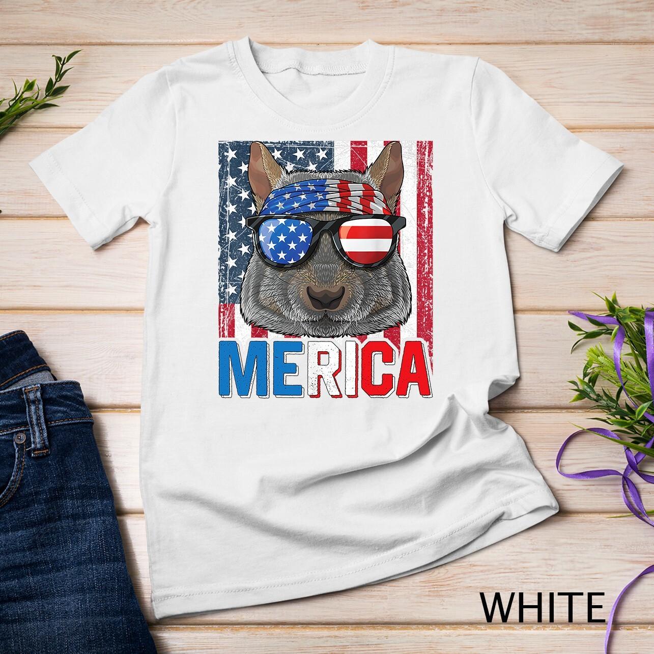 Squirrel Merica 4th of July American Patriotic Squirrel Unisex T-Shirt Mens Womens Tees Top S