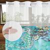 No Hook Hippocampus Pattern Shower Curtain With Snap-in Fabric Liner, Sheer Top Window, Waterproof Double Layer Bathtub Curtain