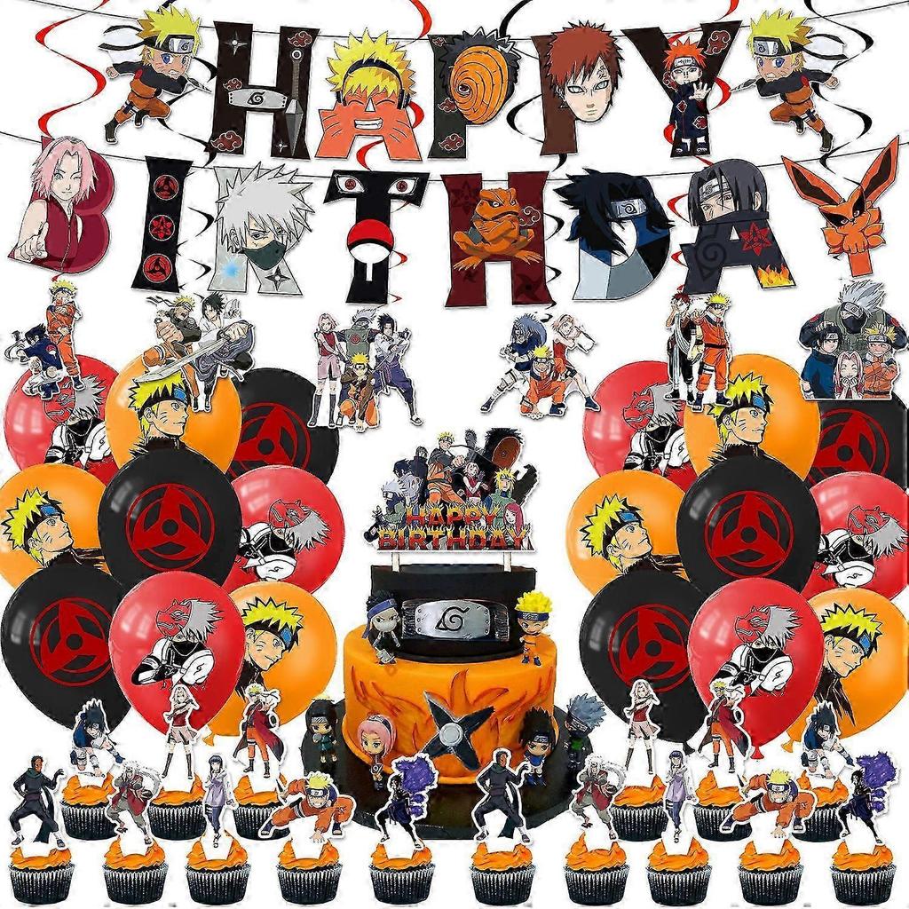 Naruto Geburtstagsdekorationen, Naruto Geburtstag Dekorationen, Naruto Luftballons, Naruto Banner, Naruto Cupcakes 25-26