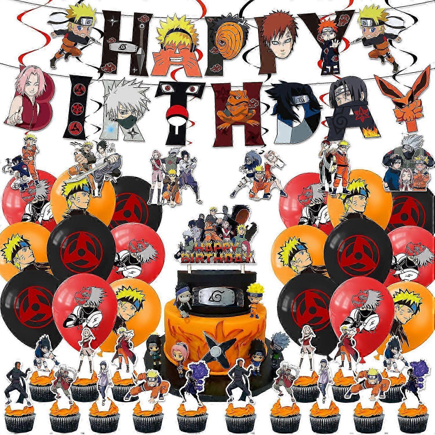 Naruto Geburtstagsdekorationen, Naruto Geburtstag Dekorationen, Naruto Luftballons, Naruto Banner, Naruto Cupcakes 25-26