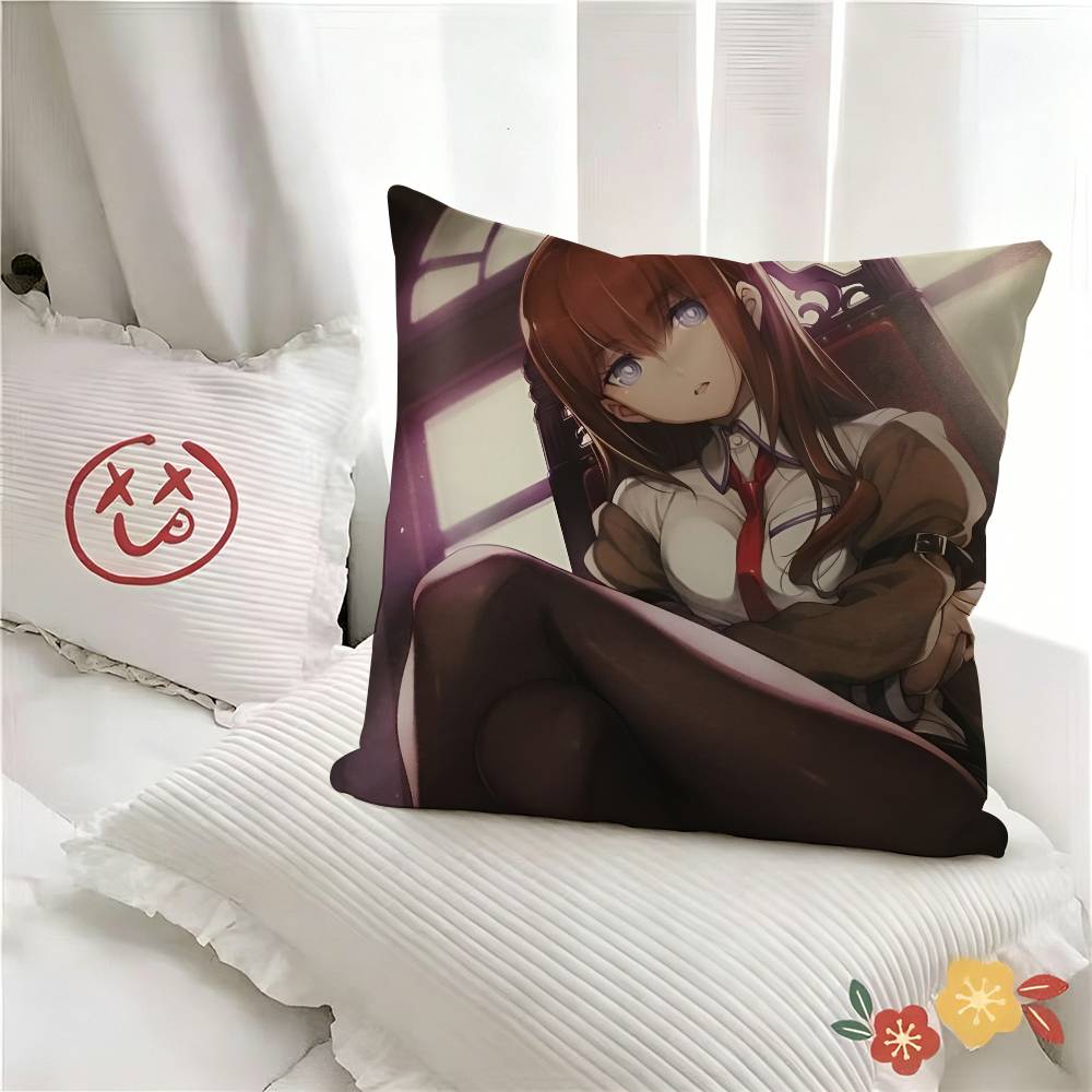 pc Anime Steins Gate Pillow Case Fashion Square Pillowcase Bedroom Sofa Room Ins Decoration Leisure
