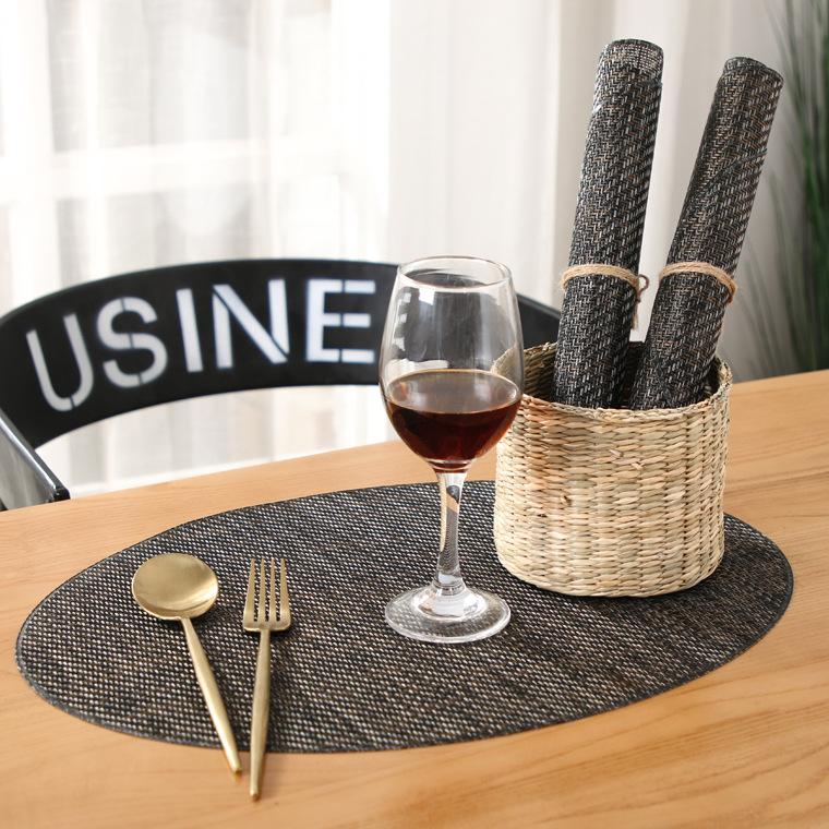 Coffee Table Mat, Table Mat, Japanese-style PVC Simple Oval Dining Table Mat, Tablecloth, Table Cloth, Table Mat, Thermal Insulation Striped Table Top