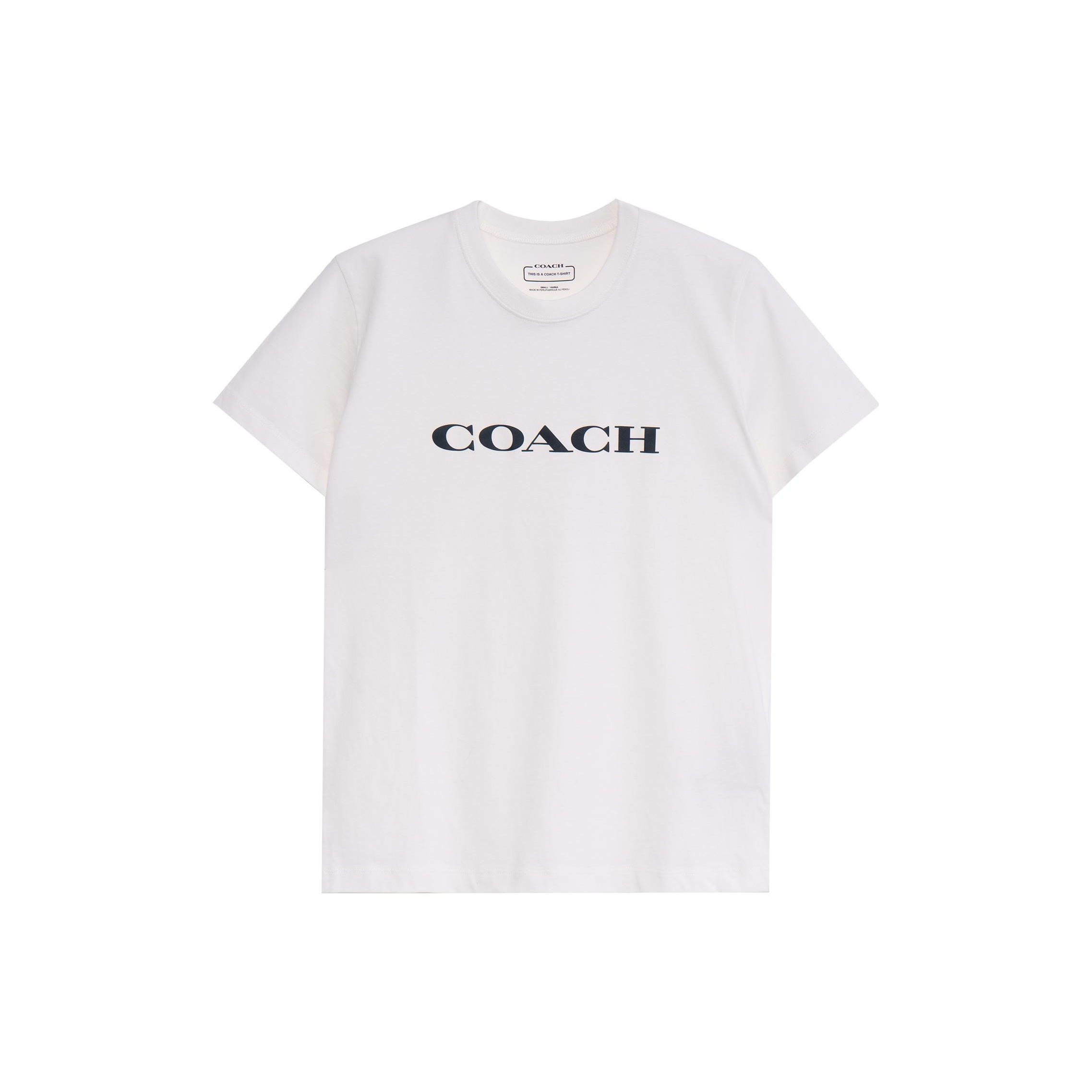 Женская однотонная базовая футболка с коротким рукавом Coach Бежевый C8786-WHT S
