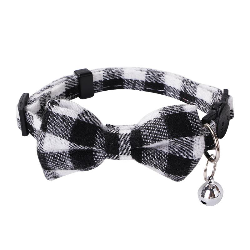 Cat Collars with Bell & Cute Bowtie Adjustable Plaid Polyester Collars for Cats, Kittens & Small Dogs Pet Safety Collar Pet Accessory