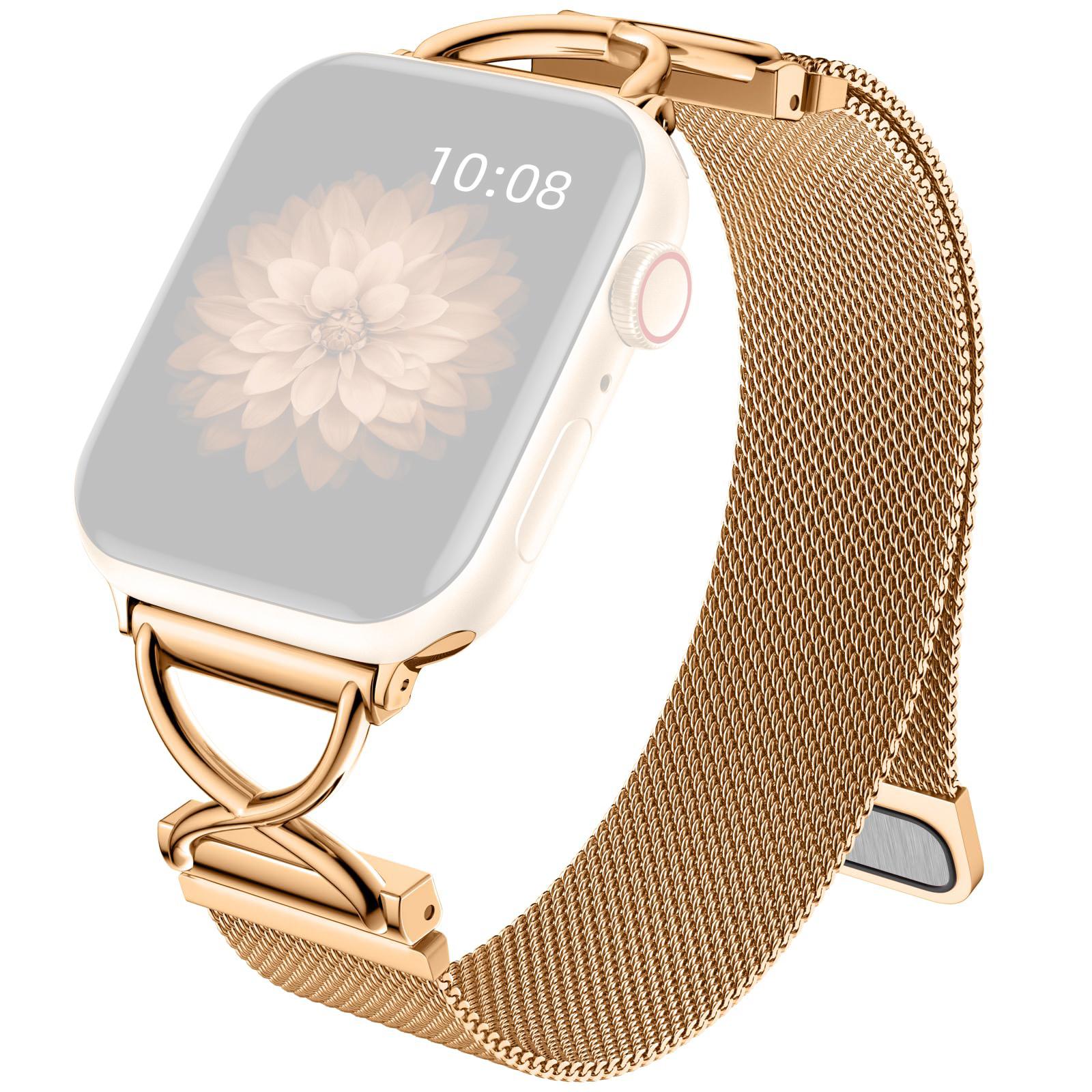 

Size L Watch Band For Apple Watch Series 10 9 8 7 SE 6 5 4 3 2 1 42mm 41mm 40mm 38mm Metal Strap Wrist Band Rose Gold
