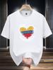 Heavyweight 200gsm Cotton T-shirt - Venezuelan Flag Heart Design Tee