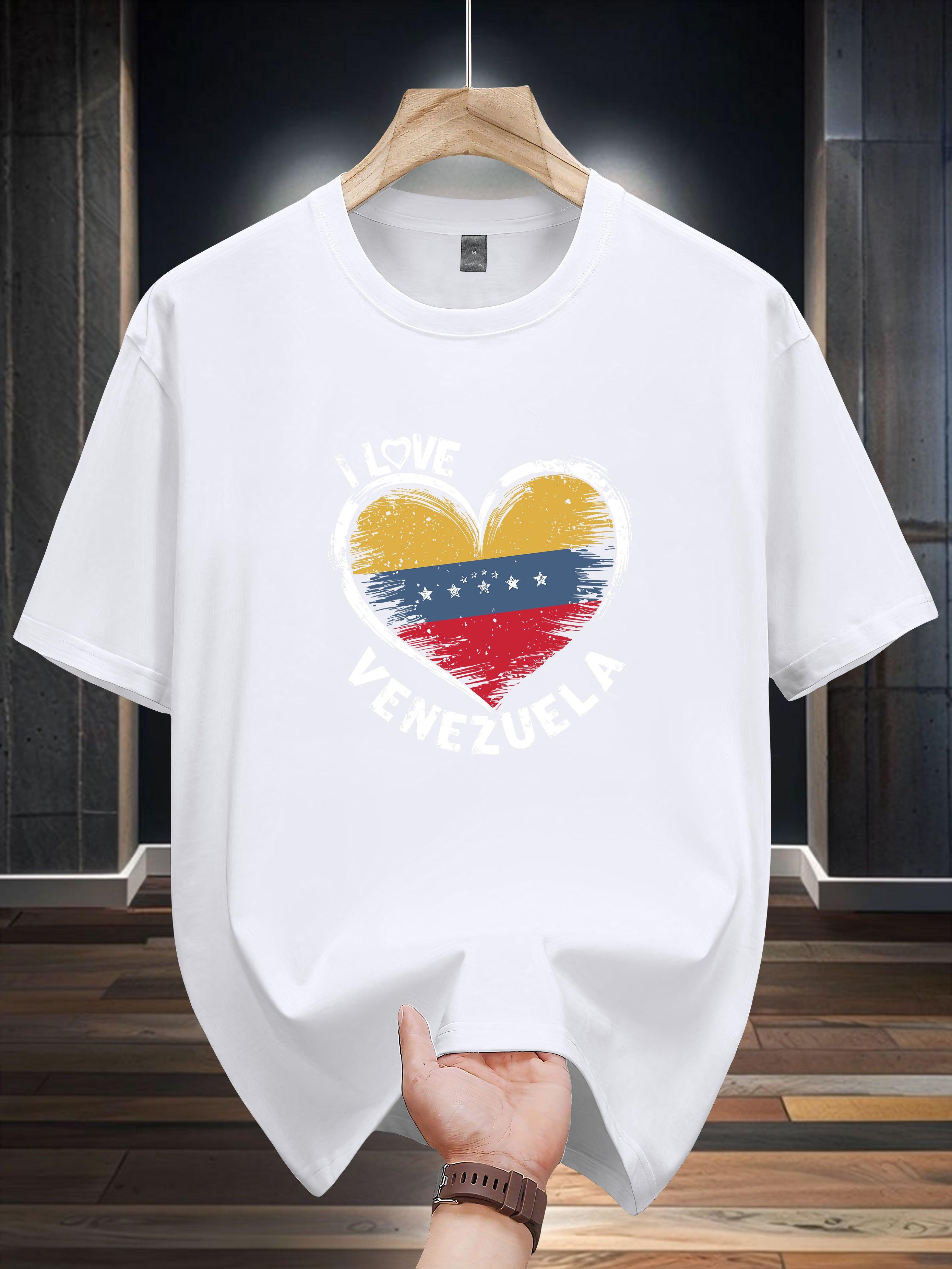 Heavyweight 200gsm Cotton T-shirt - Venezuelan Flag Heart Design Tee S