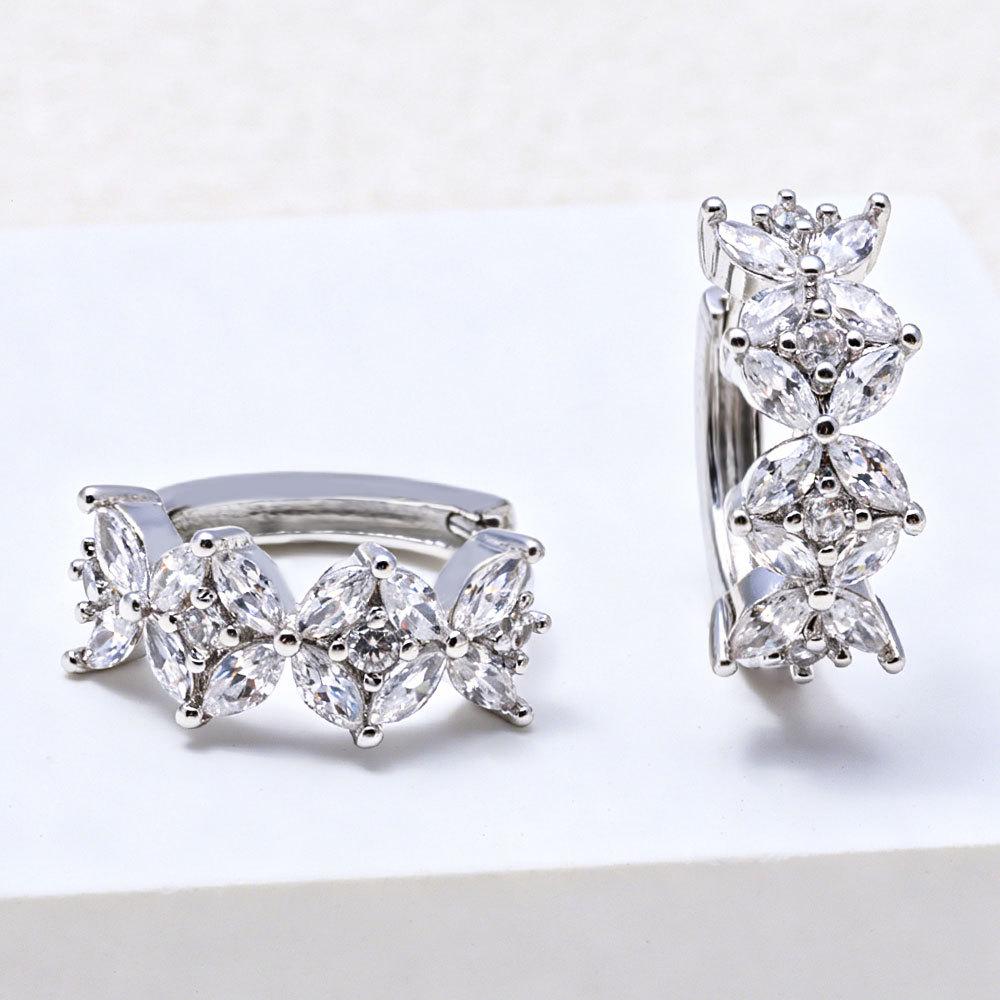 18K Gold-Plated Exquisite Wheat Hoop Earrings with Zirconia Leaves for Women