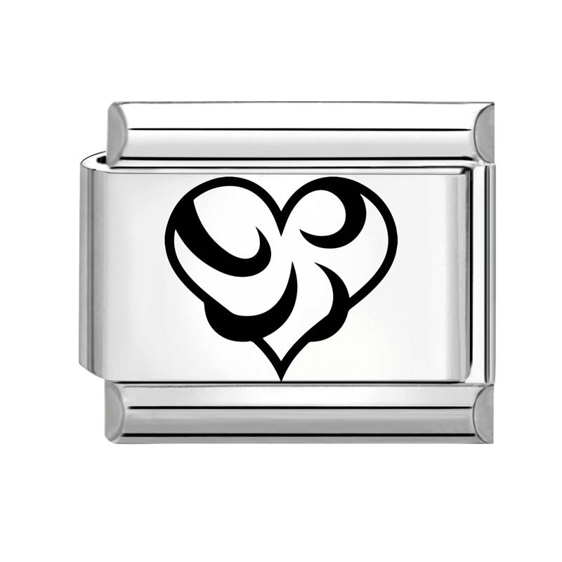 Fashion Cheese Painting Plate Lovely Cat Ball Heart Eyes Laser Engraving Charm Links Fit 9mm Stainless Steel Bracelet DIY Making