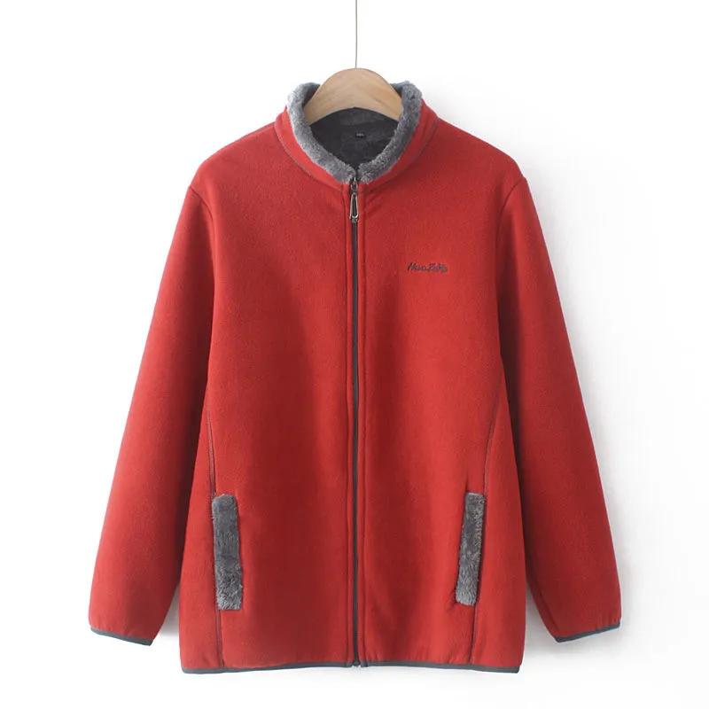 Женская флисовая утолщенная куртка осень-зима для людей среднего и пожилого возраста топы больших размеров в стиле шейкер 3XL 3090₽