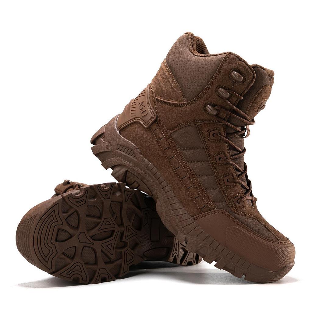 Men's Large Military-Style Outdoor Hiking Boots - Wear-Resistant, Anti-Kick, Ideal for Camping and Sports.