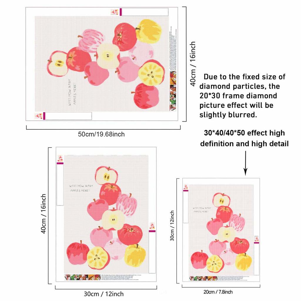 Diamond Painting DIY Kit Delicious Fresh Red Apple Fruit Design 5D Full Drill Rhinestone Art Canvas Relaxing Craft Wall Decor
