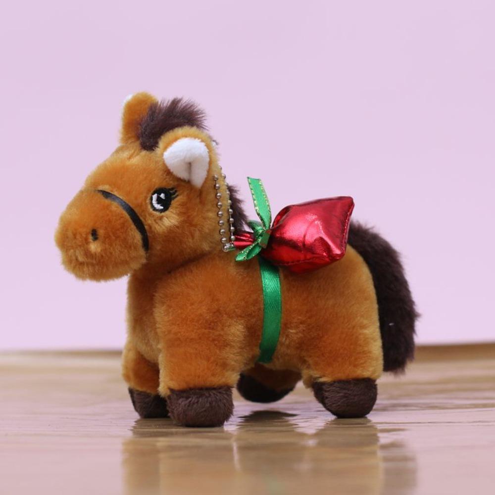 Chinese Style Vintage Pony Plush Keychain PP Cotton Chinese Horse Plush Keyring Birthday Gift