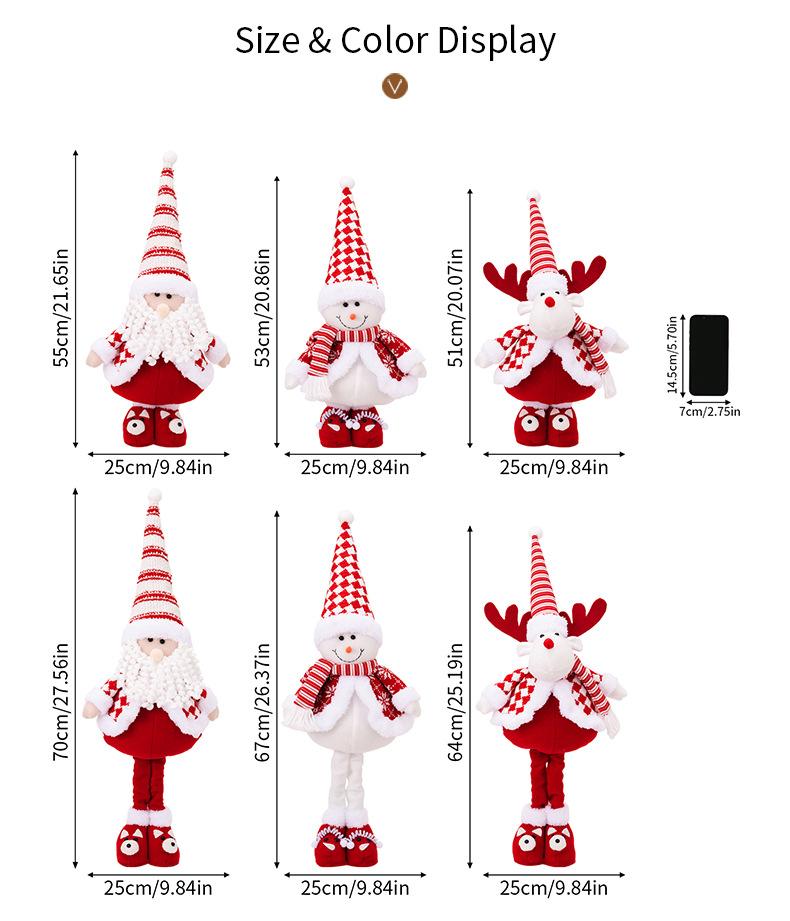 Santa Claus Snowman Elk Telescopic Long Legged Doll Merry Christmas Decorations kids Plush Toys Xmas Ornament new year Doll Gift