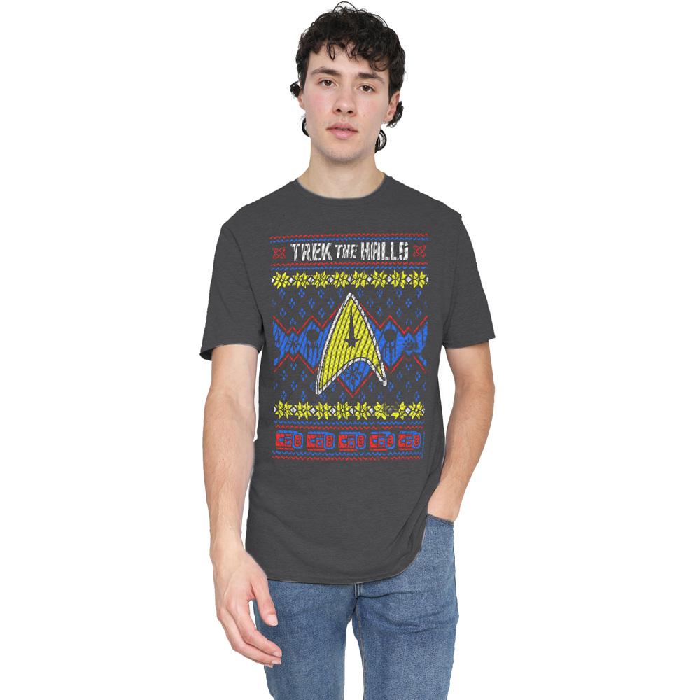 STAR TREK Unisex Adult Trek the Halls Ugly Christmas T-Shirt