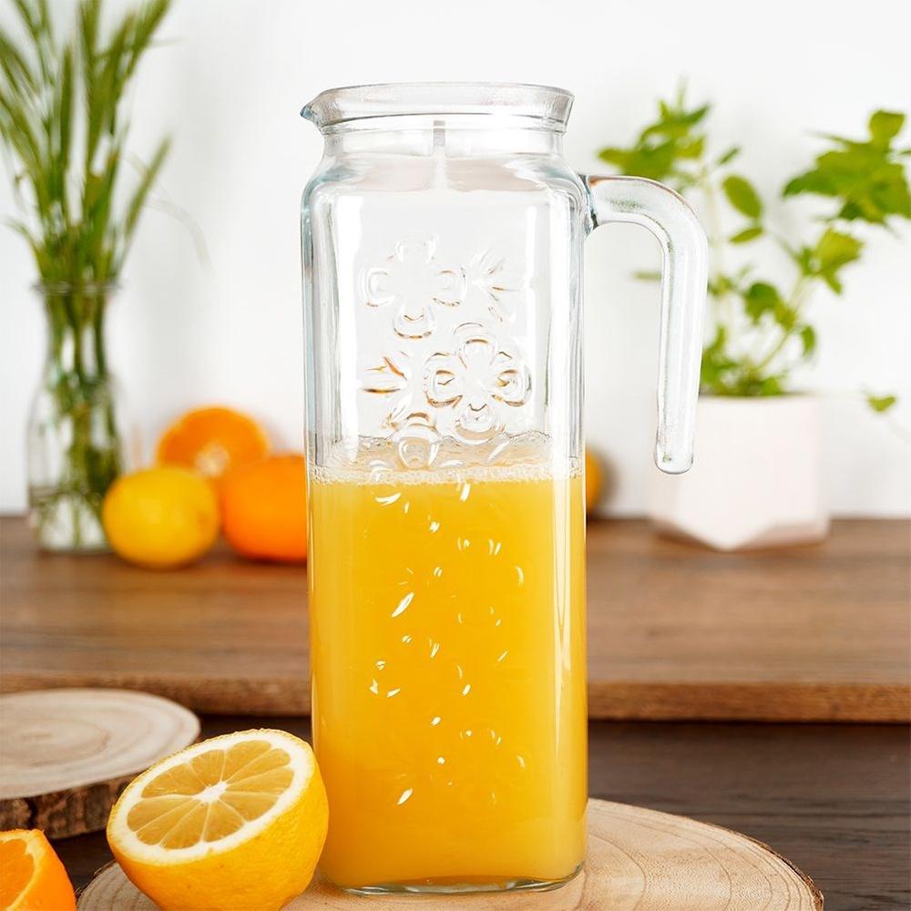 Glass Beverage Jug with Lid 1.1L