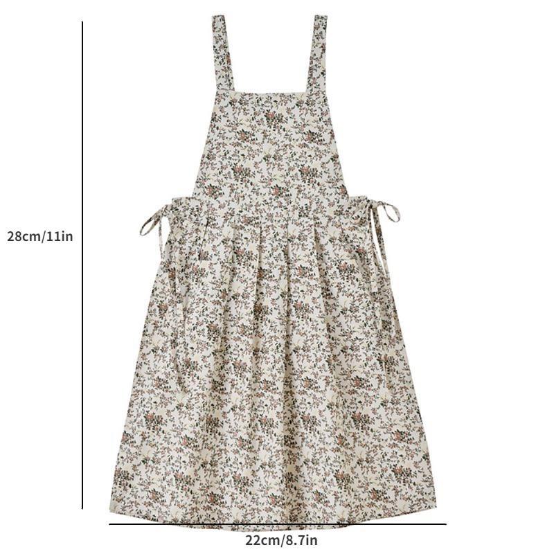 Avental Vestido Algodão Impermeável Estampa Jardim Flor Avental Ajustável Cozinha Trabalho Babador Aventais Cafeteria