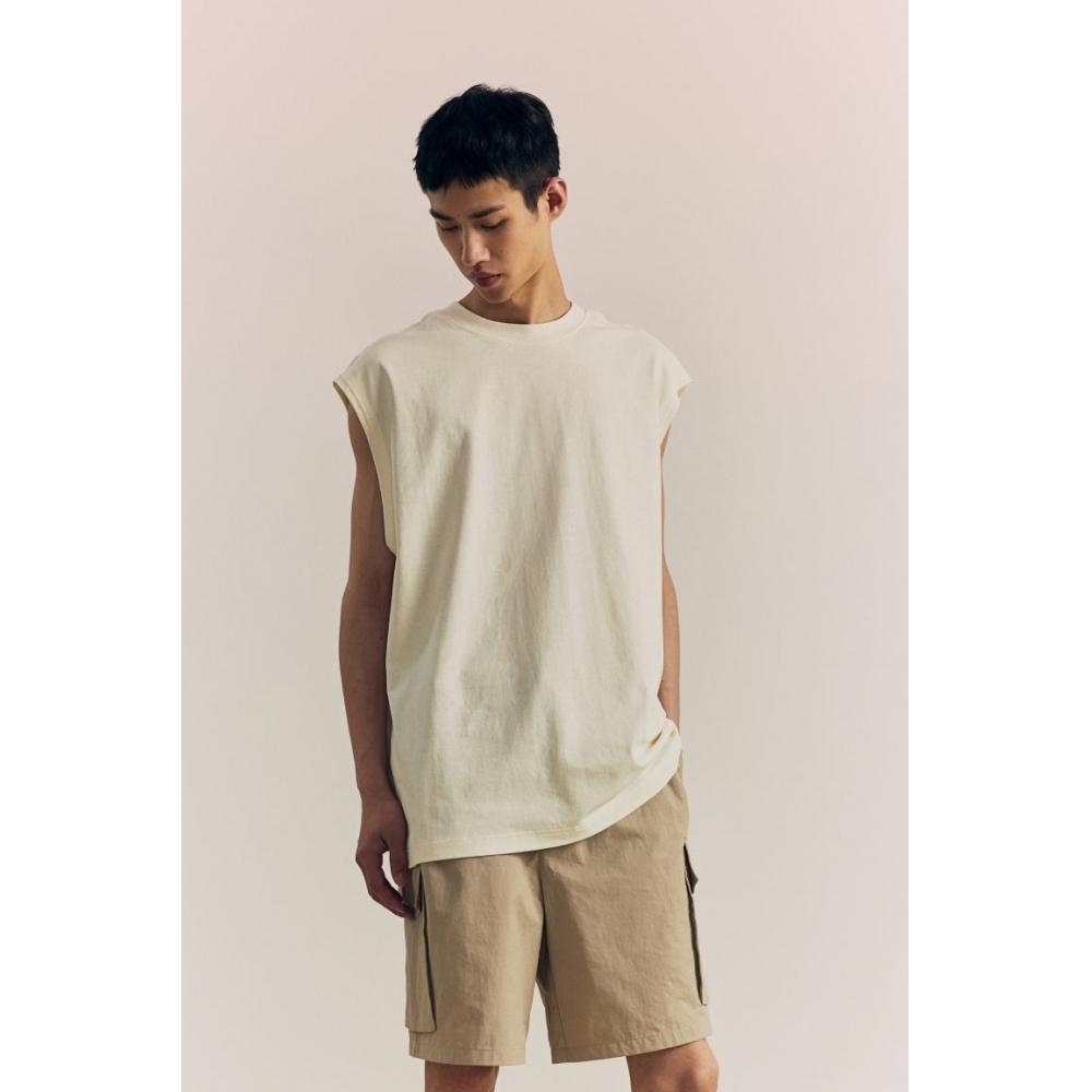 H M Loose Fit Sleeveless Top creaM