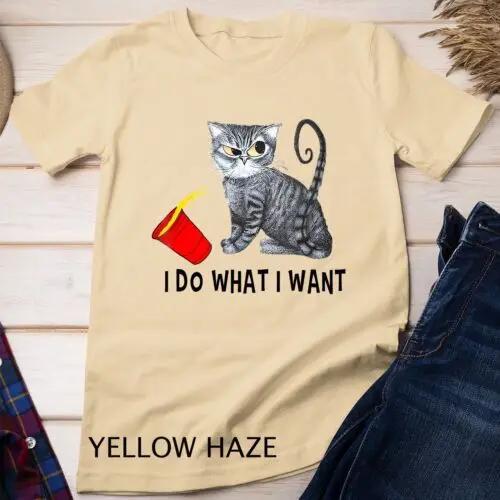 I Do What I Want Cat Coffee Black Cat Red Cup Funny Graphic Unisex T-shirt