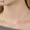 EFFIE QUEEN 925 Pure Silver 14k Gold Swallow-Tail Pearl Chain Choker Necklace Banquet Jewelry for Women Wedding Party Gift GPN88