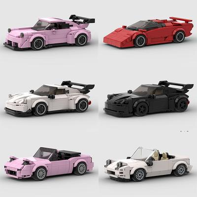 MOC Vitesse Technique Voiture Police Pick-up Véhicule Super Course Modèle Bloc de Construction Course Sport Brique Jouet Cadeau de Noël Ville