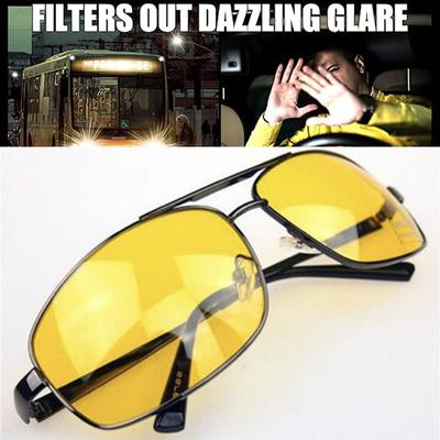 Classic Night Vision Sunglasses Metal Frame The Men Sunglasses Men Yellow Film Anti-glare Driving Sunglasses Auto Accessories