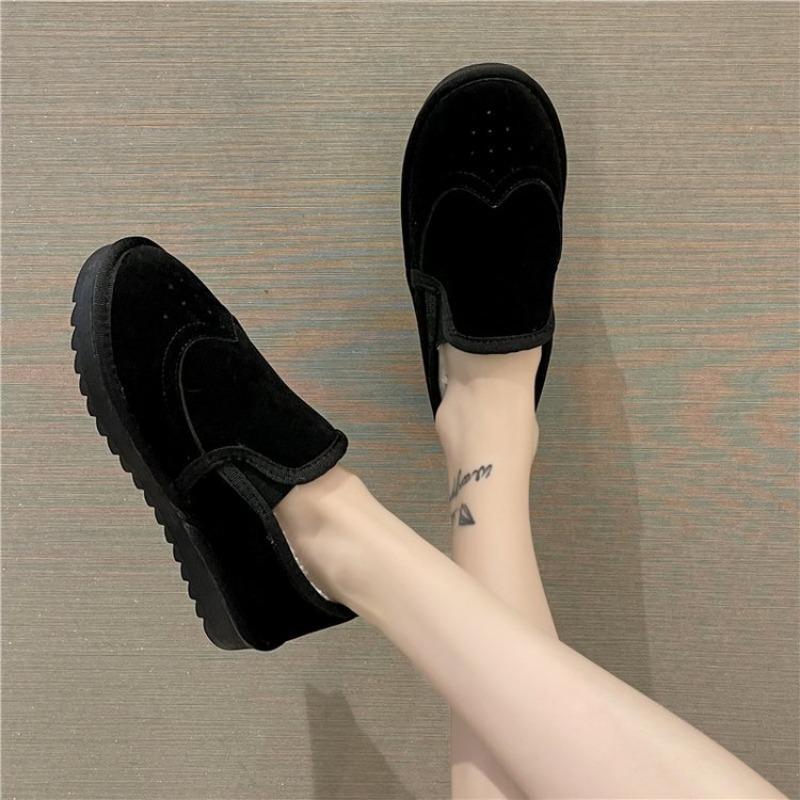 

Большой размер осень и зима новые бархатные утолщенные хлопковые туфли для женщин зимние новые сапоги-дутики на одной педали для женщин 43 чёрный