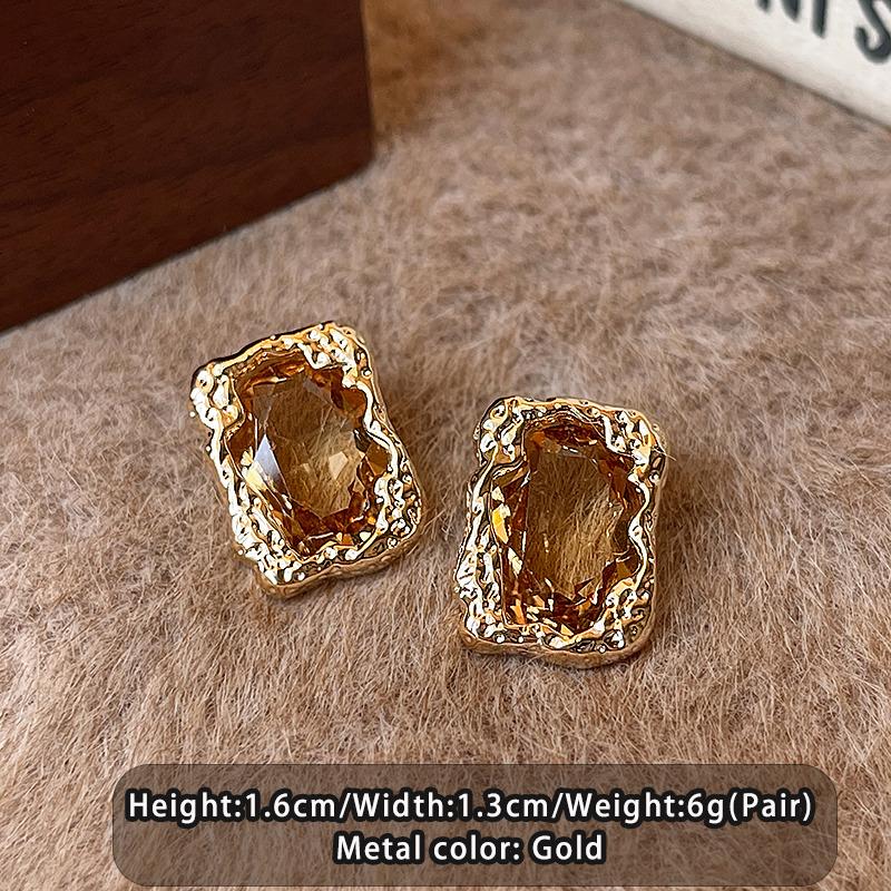 

Premium Plated 18K Gold Color Meiladaka Colored Square Glass Earrings Trendy Jewelry For Women s Luxury Ear Accessories in 2026