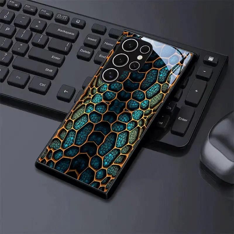 Unabhängige Station Heißverkauf Retro Schuppenstruktur Samsung S24/S23Ultra Glas SamsungS23 + Schutzhülle